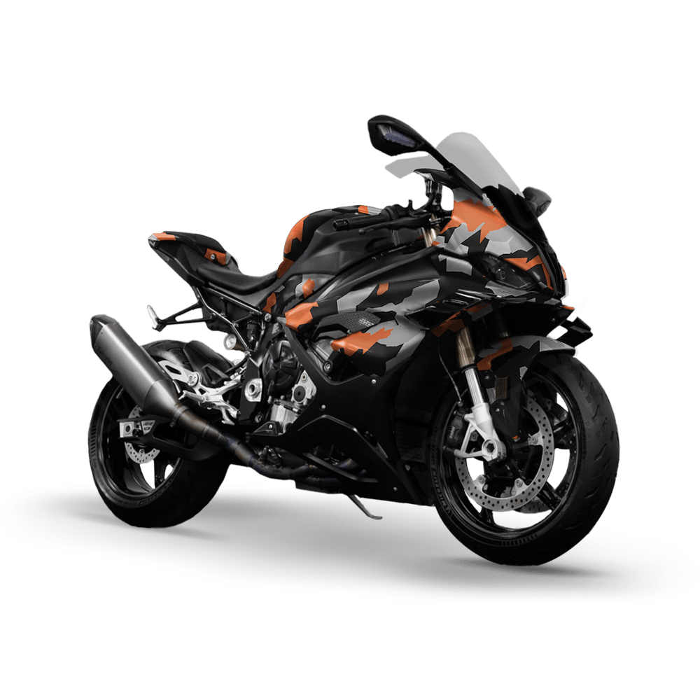 Erratic Orange Tiger Camo Sports Bike Vinyl Wrap