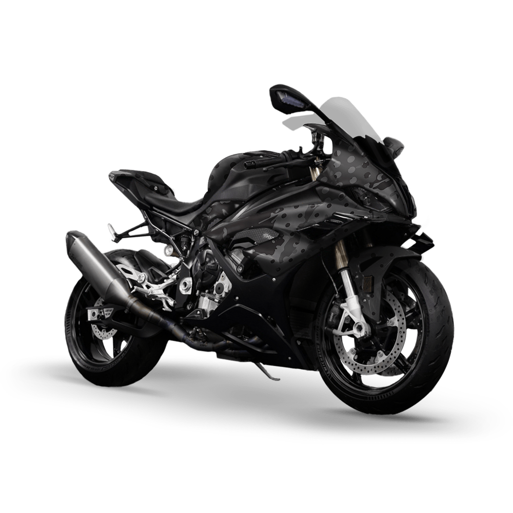 Halftone Splatter Elite Black Camo Sports Bike Vinyl Wrap