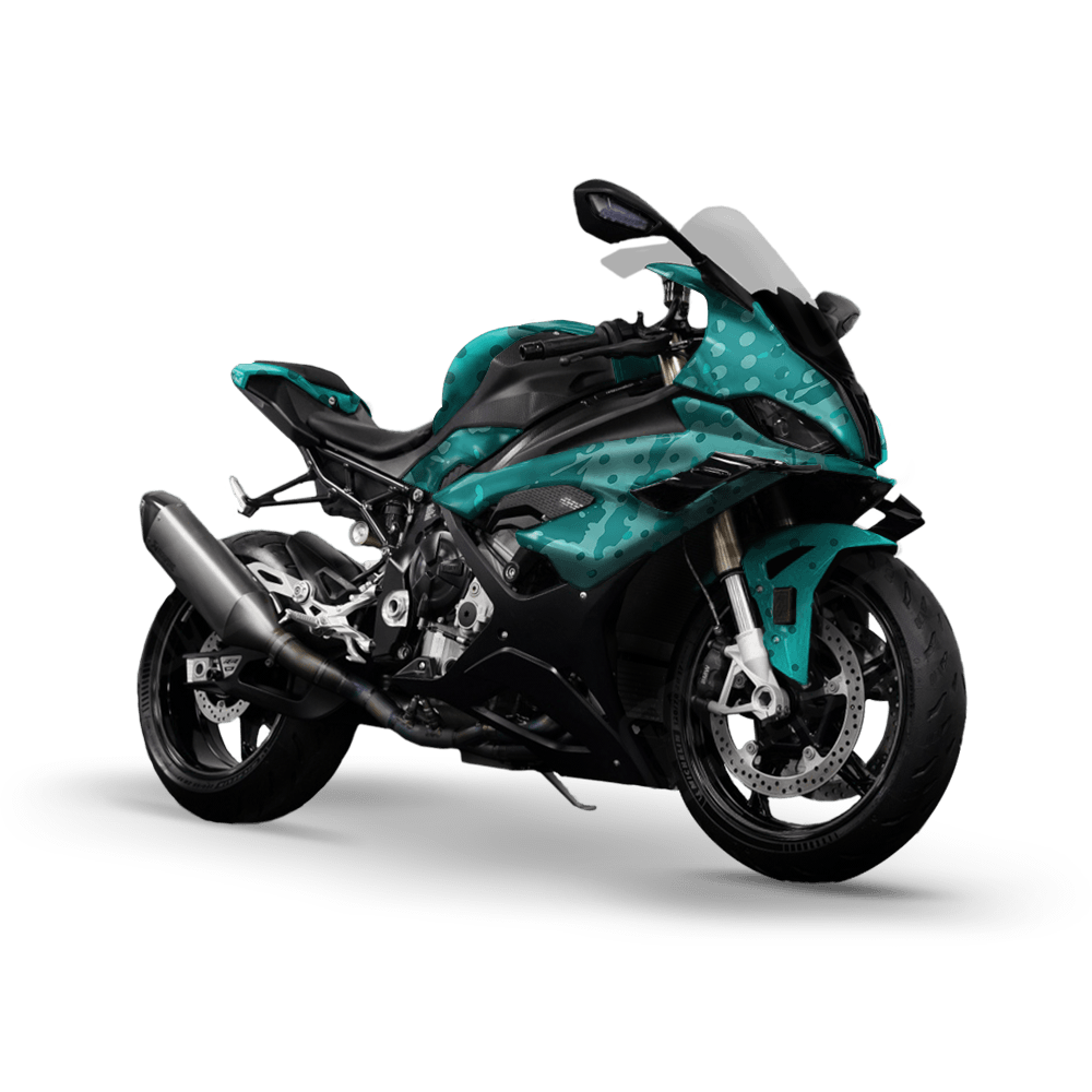 Halftone Splatter Elite Tiffany Blue Camo Sports Bike Vinyl Wrap