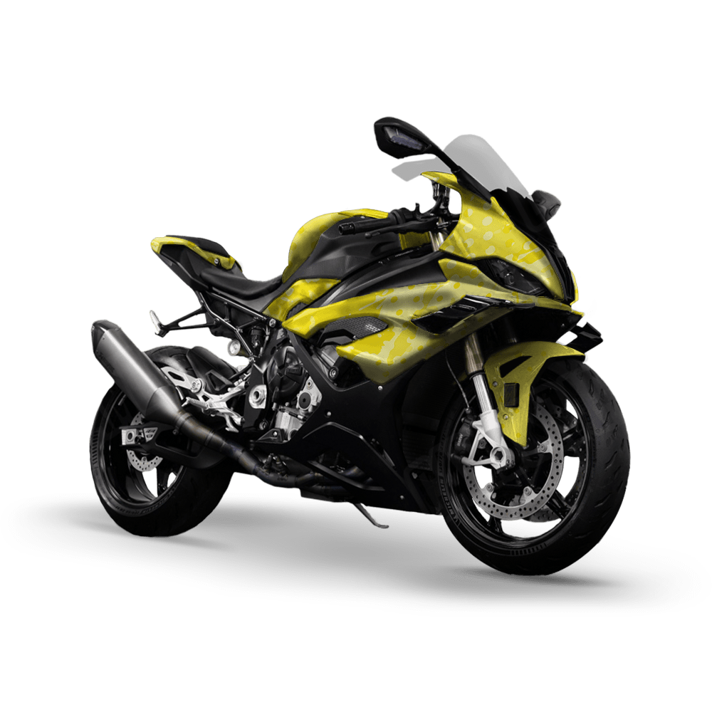 Halftone Splatter Elite Yellow Camo Sports Bike Vinyl Wrap