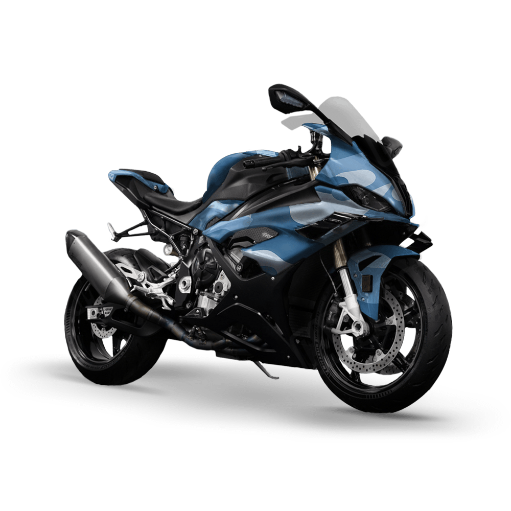 Jumbo Classic Cool Blue Camo Sports Bike Vinyl Wrap