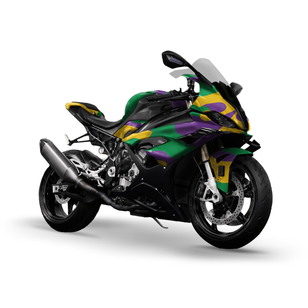 Jumbo Classic Mardi Gras Camo Sports Bike Vinyl Wrap