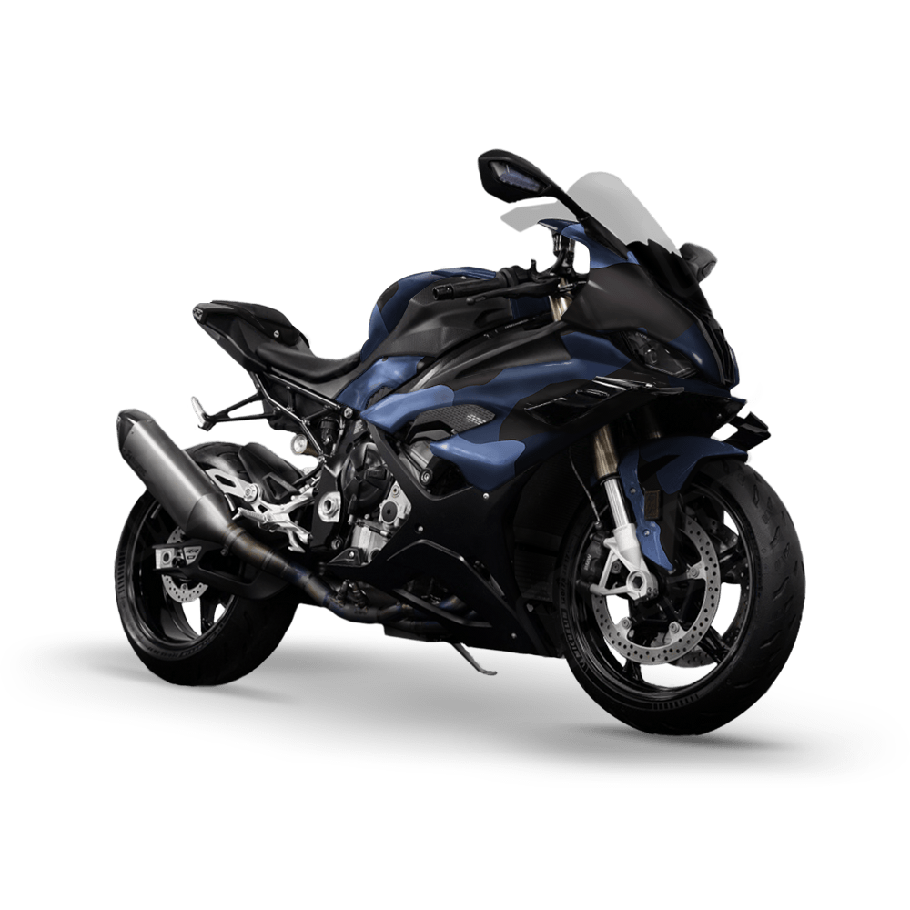 Jumbo Cumulus Blue Midnight Camo Sports Bike Vinyl Wrap