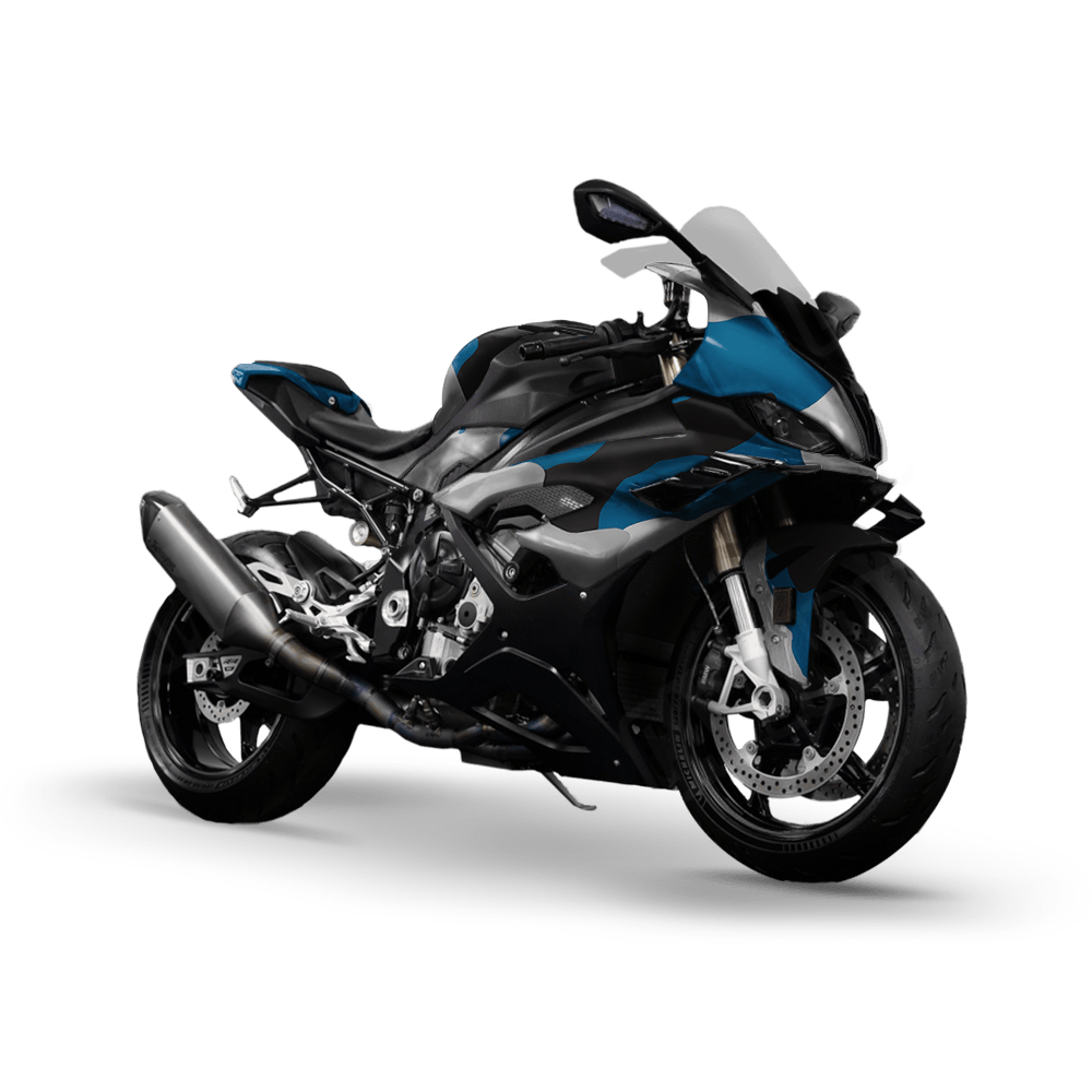 Jumbo Cumulus Blue Tiger Camo Sports Bike Vinyl Wrap