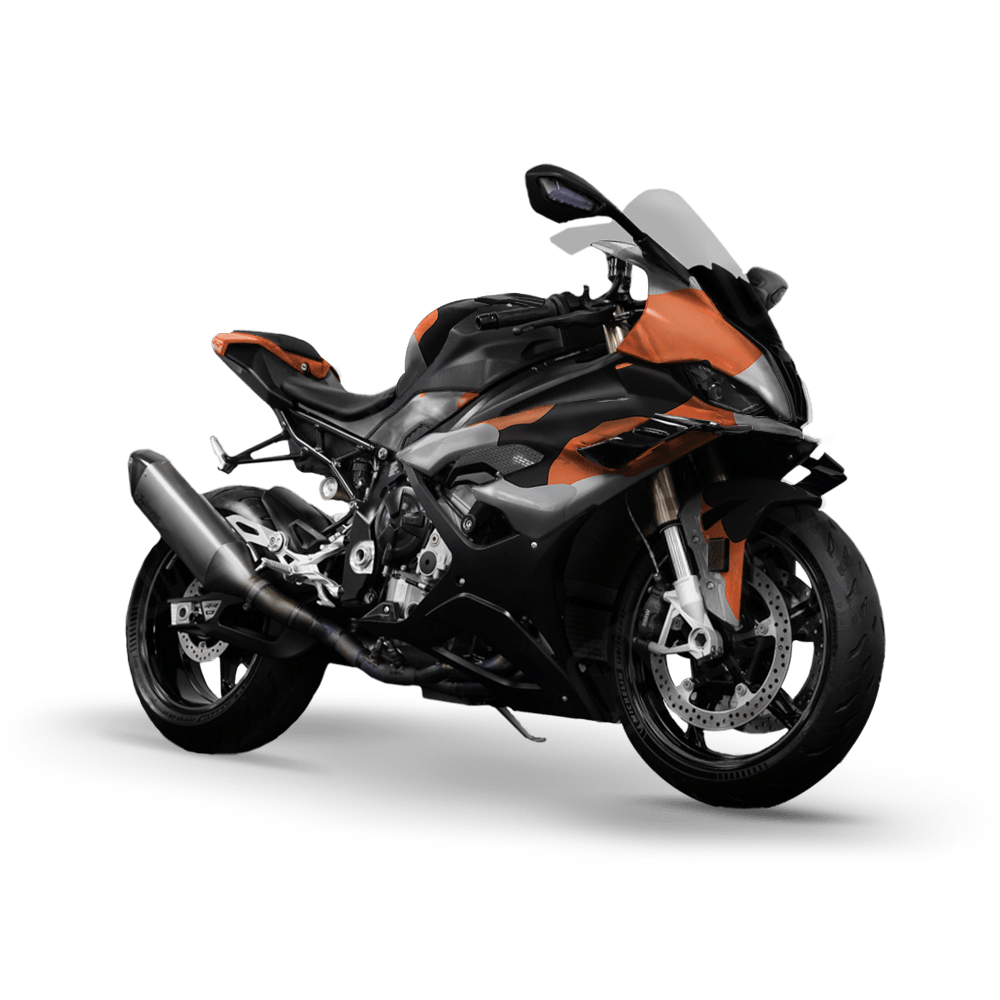 Jumbo Cumulus Orange Tiger Camo Sports Bike Vinyl Wrap