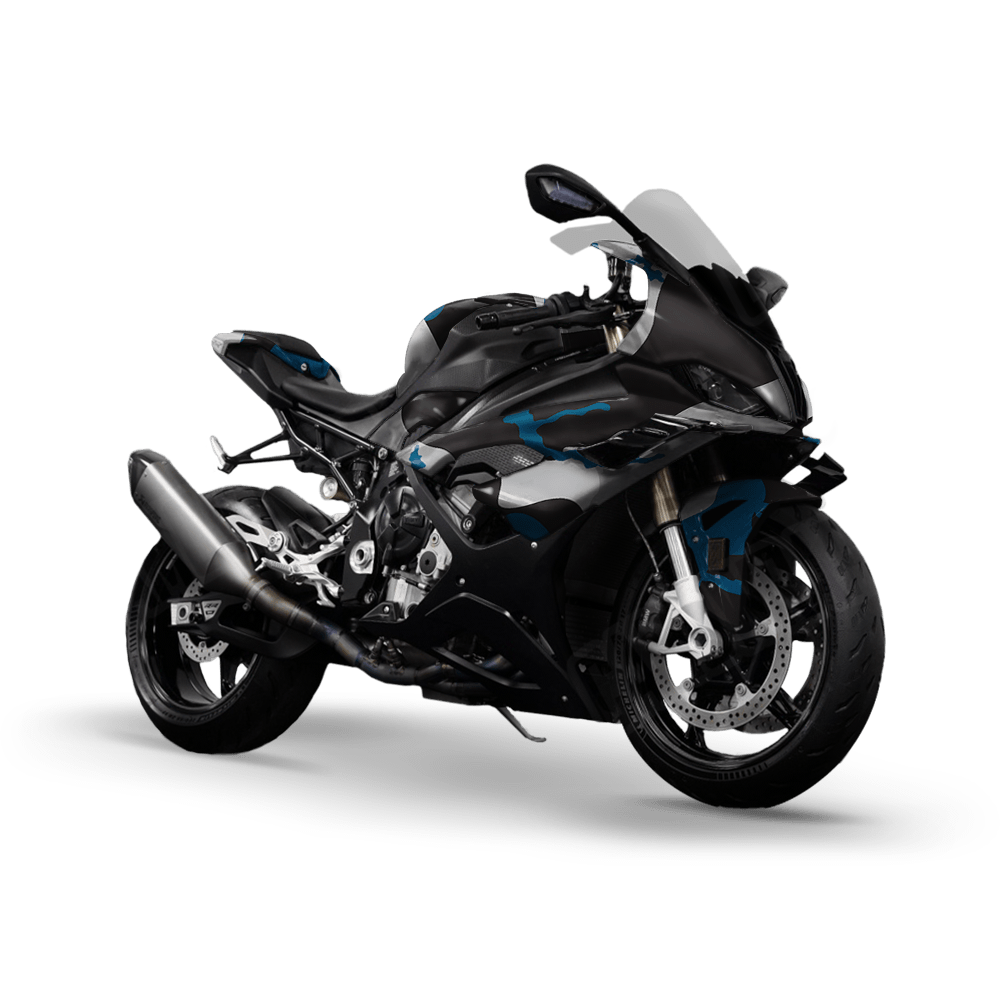 Jumbo Ragged Blue Tiger Camo Sports Bike Vinyl Wrap