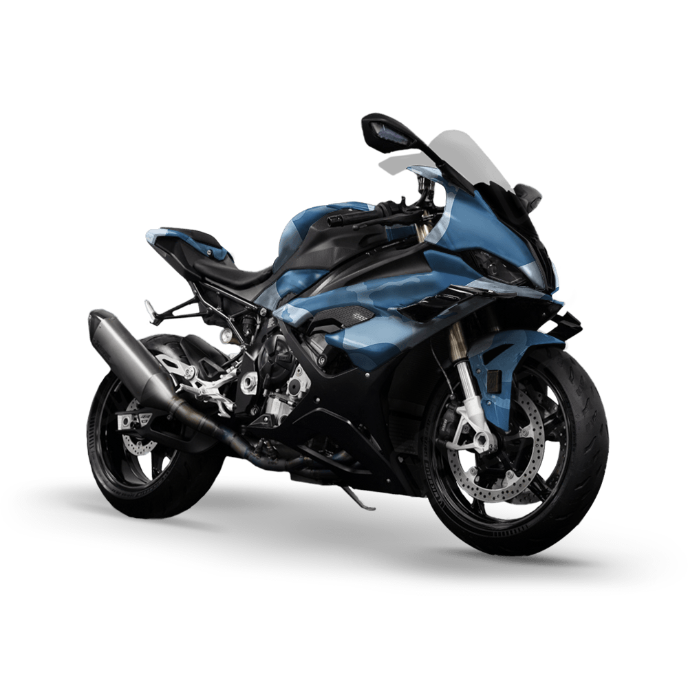 Jumbo Ragged Cool Blue Camo Sports Bike Vinyl Wrap