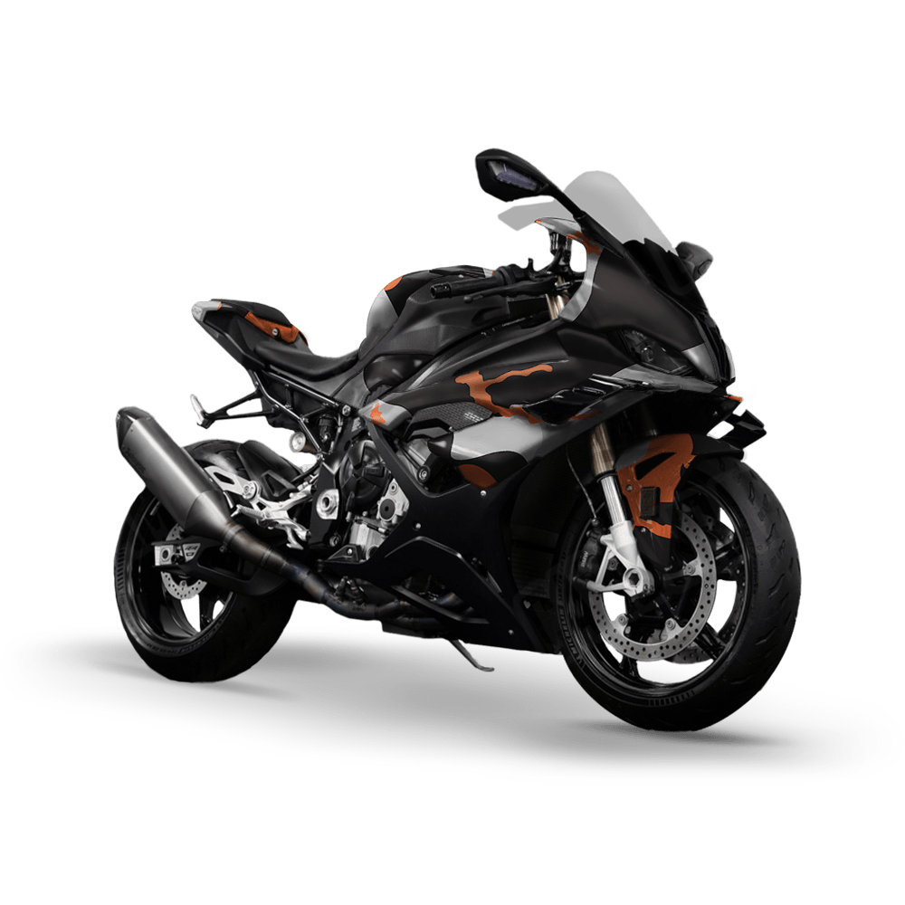 Jumbo Ragged Orange Tiger Camo Sports Bike Vinyl Wrap