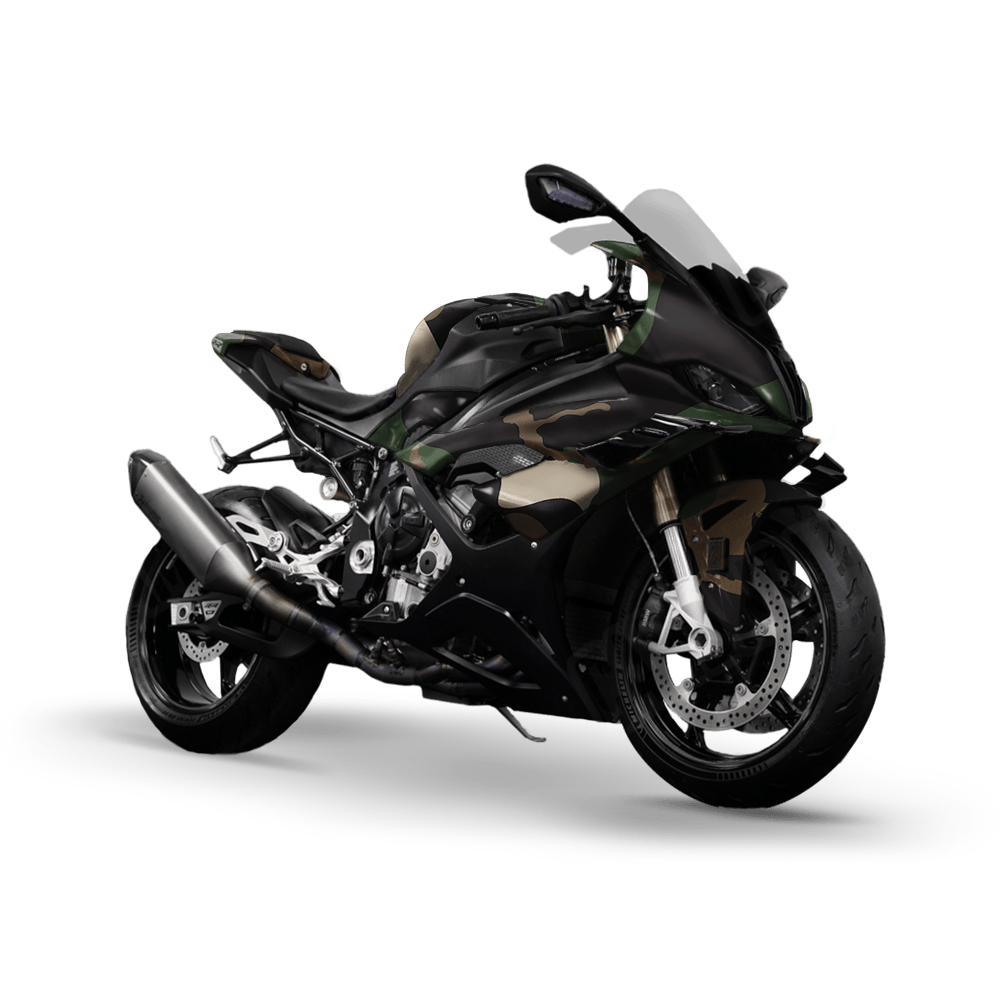 Jumbo Ragged Woodland Camo Sports Bike Vinyl Wrap