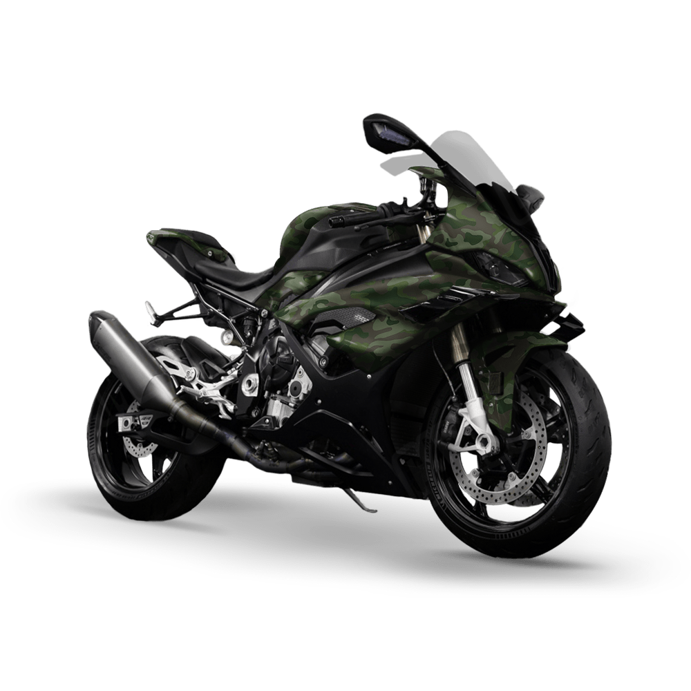 Large Classic Army Dark Green Camo Sports Bike Vinyl Wrap