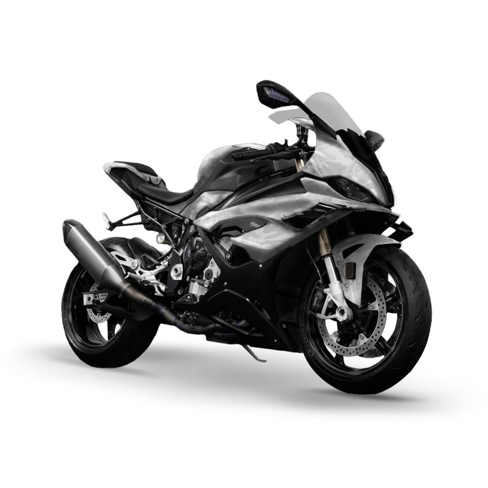 Large Classic Elite White Camo Sports Bike Vinyl Wrap