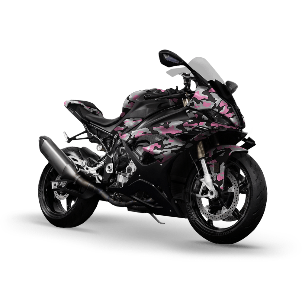 Large Classic Pink Tiger Camo Sports Bike Vinyl Wrap