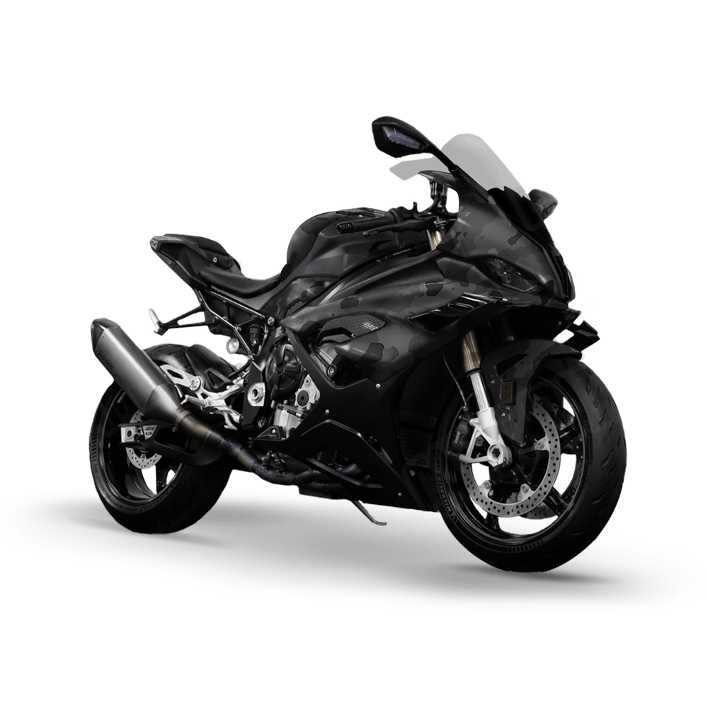 Large Cumulus Elite Black Camo Sports Bike Vinyl Wrap