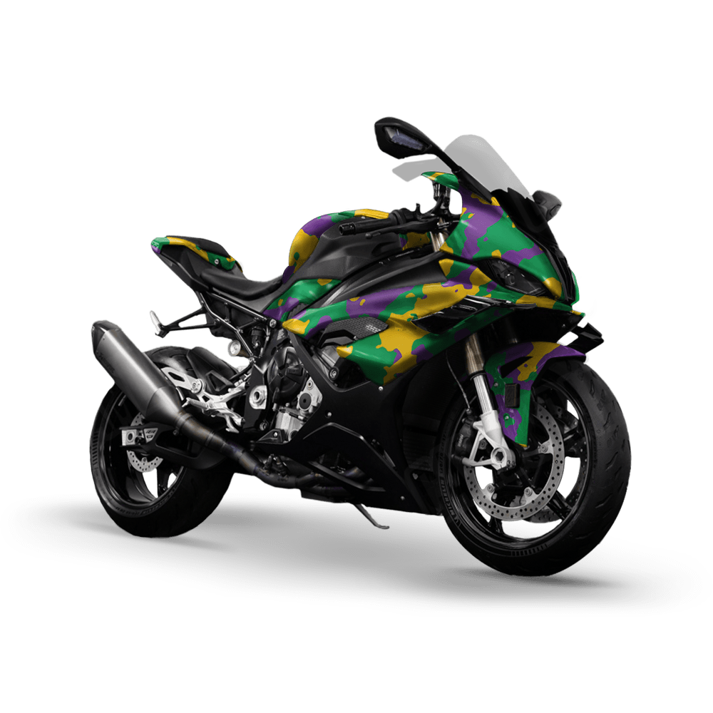 Large Cumulus Mardi Gras Camo Sports Bike Vinyl Wrap