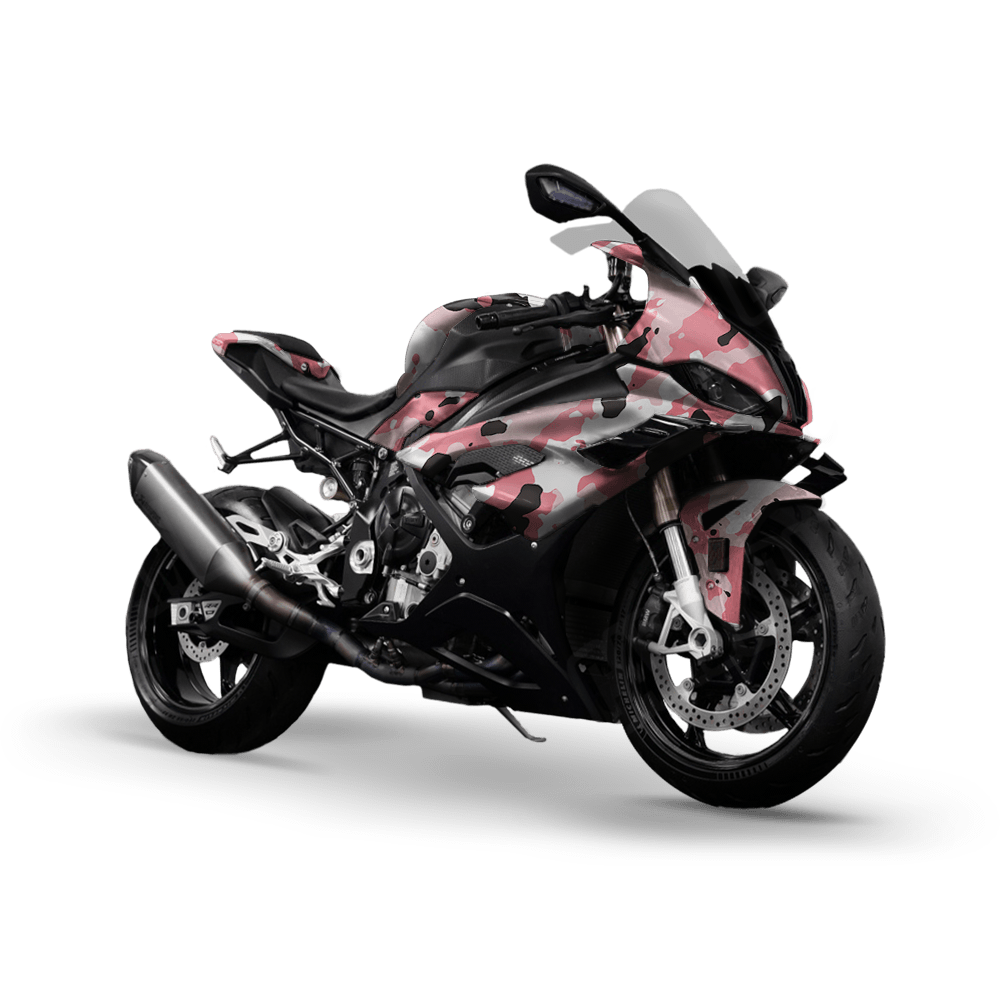Large Cumulus Pink Camo Sports Bike Vinyl Wrap