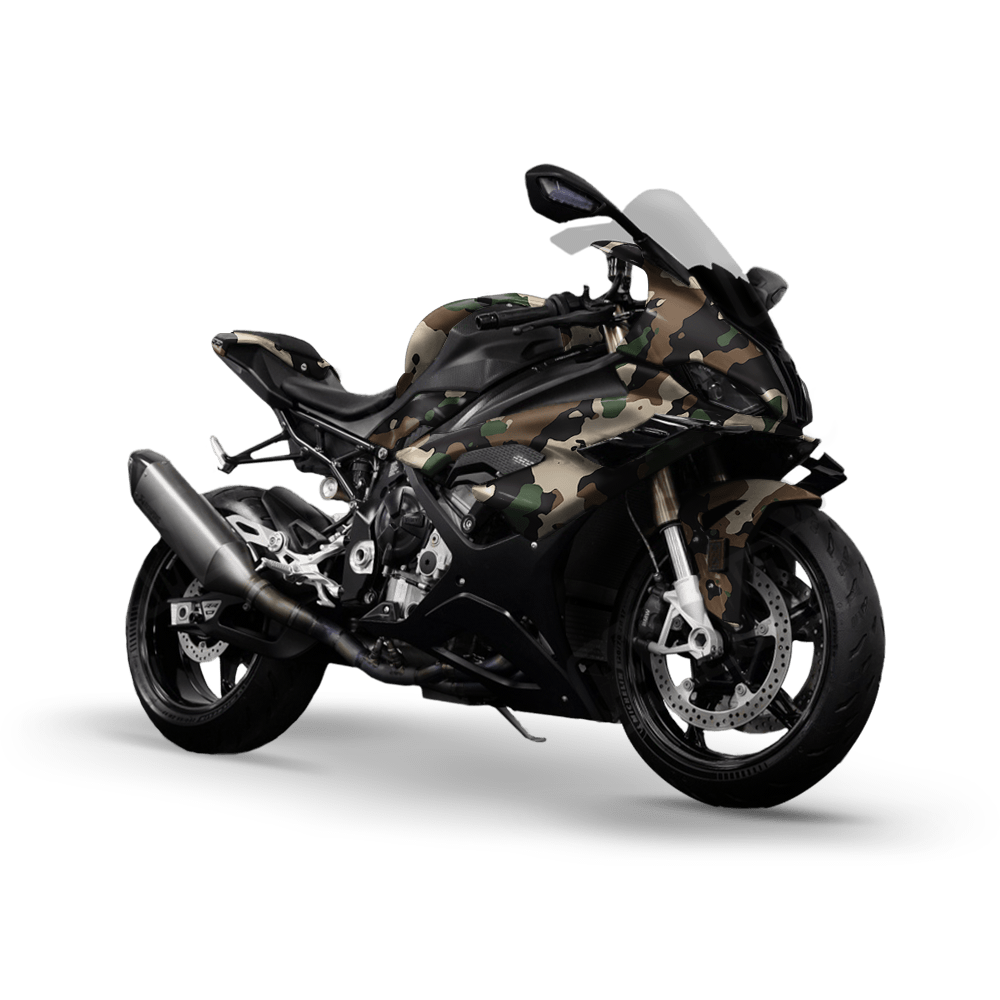 Large Cumulus Woodland Camo Sports Bike Vinyl Wrap