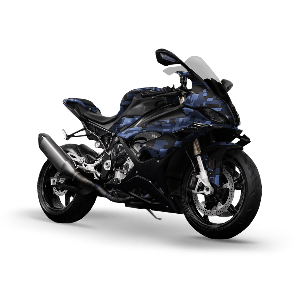 Large Digital Blue Midnight Camo Sports Bike Vinyl Wrap
