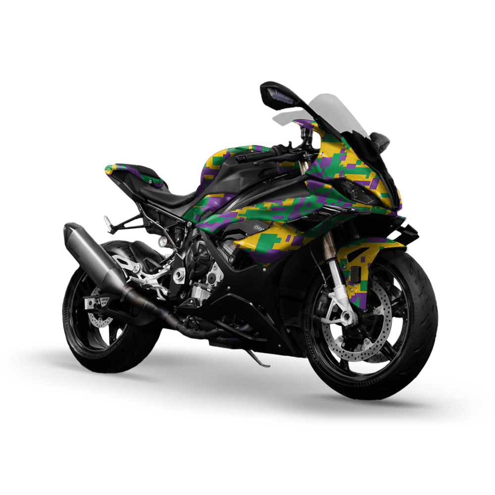 Large Digital Mardi Gras Camo Sports Bike Vinyl Wrap