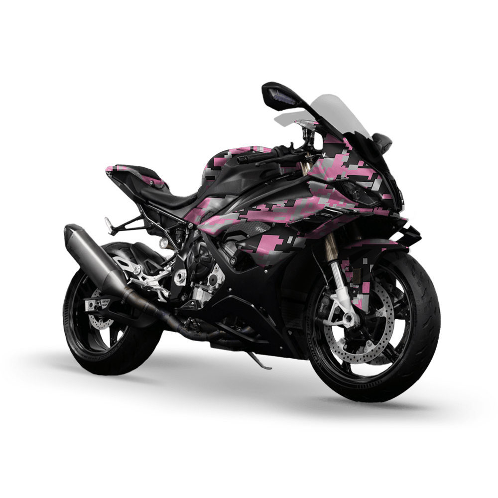 Large Digital Pink Tiger Camo Sports Bike Vinyl Wrap