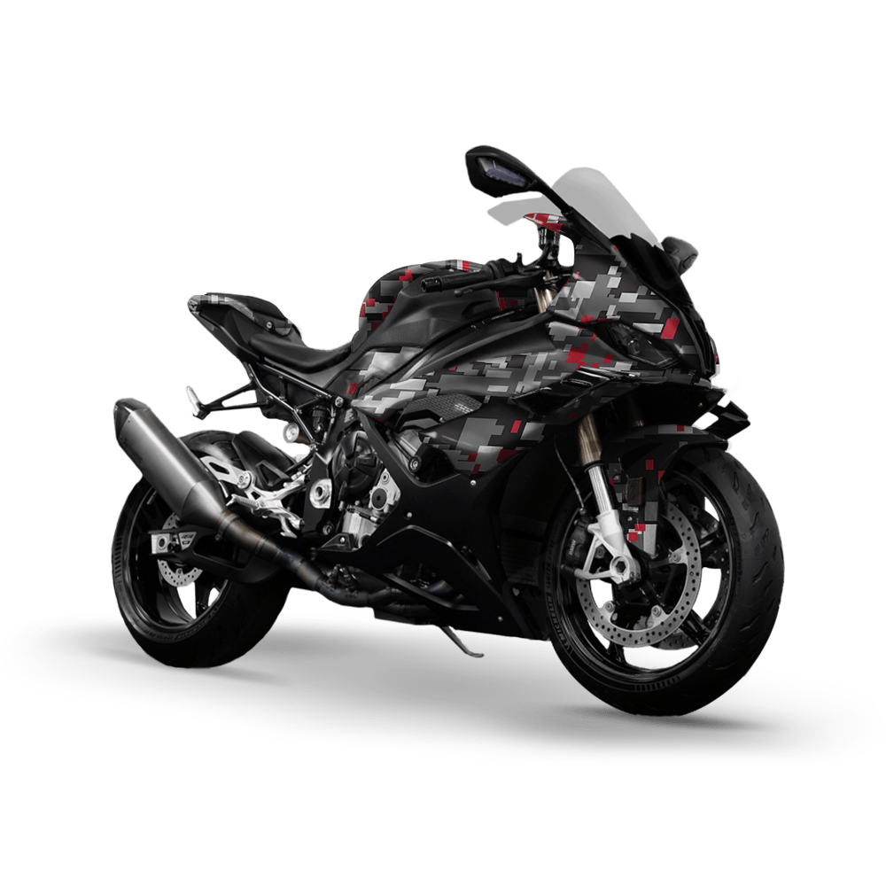 Large Digital Urban Red Camo Sports Bike Vinyl Wrap