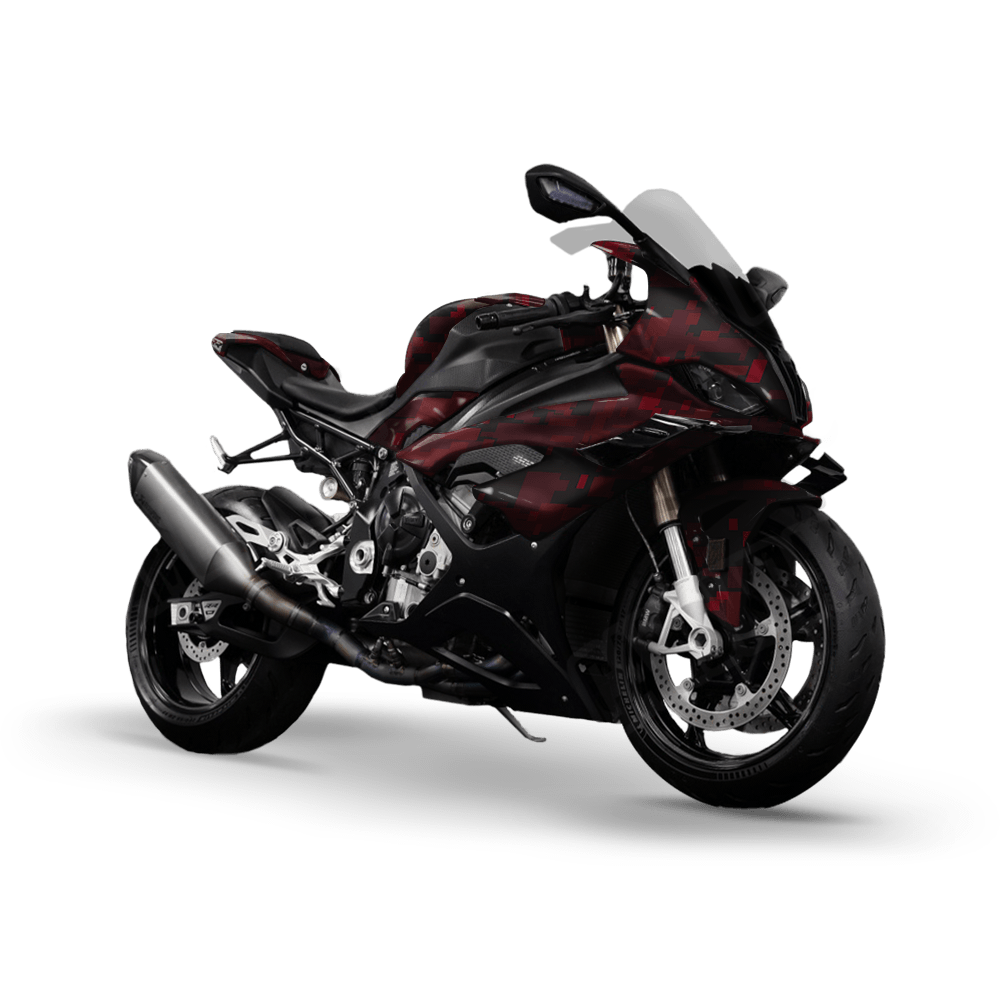 Large Digital Vampire Red Camo Sports Bike Vinyl Wrap