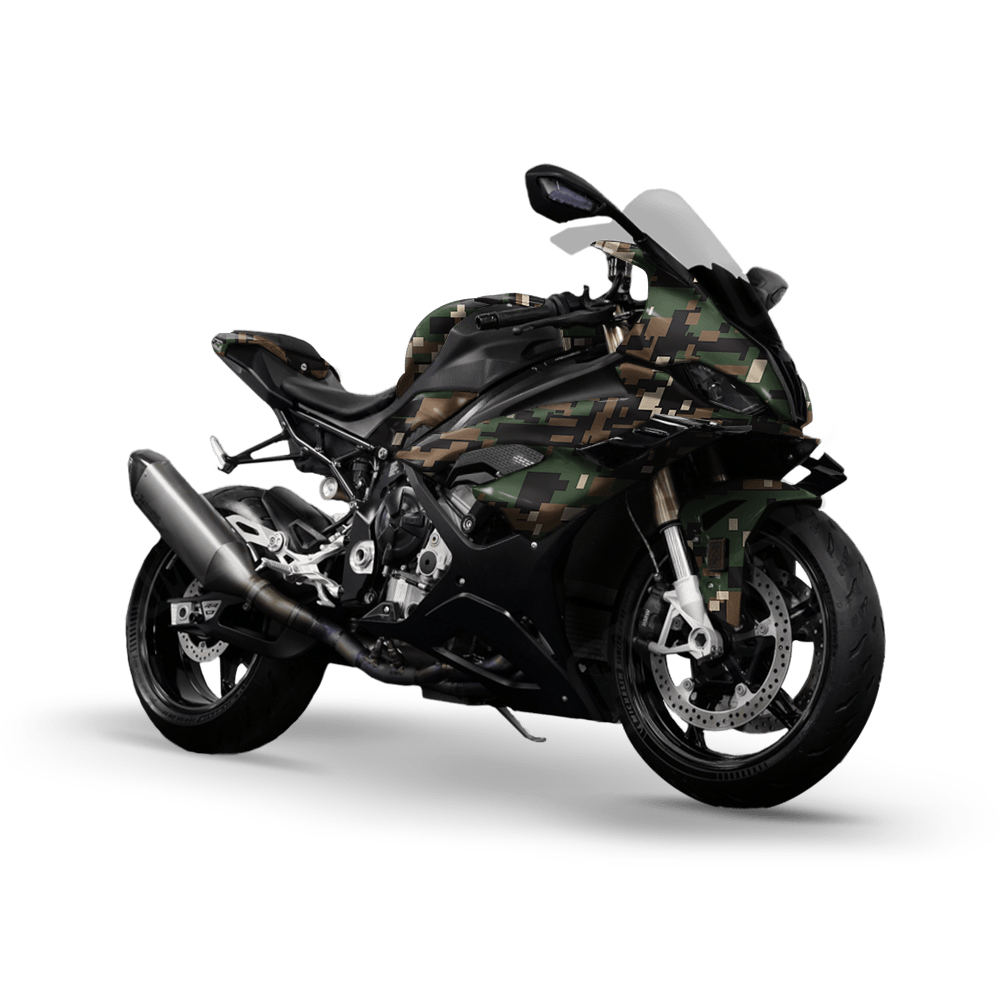 Large Digital Woodland Camo Sports Bike Vinyl Wrap
