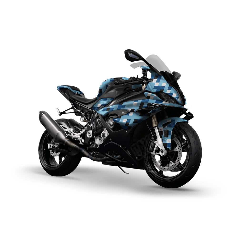 Pixel Baby Blue Sports Bike Wraps