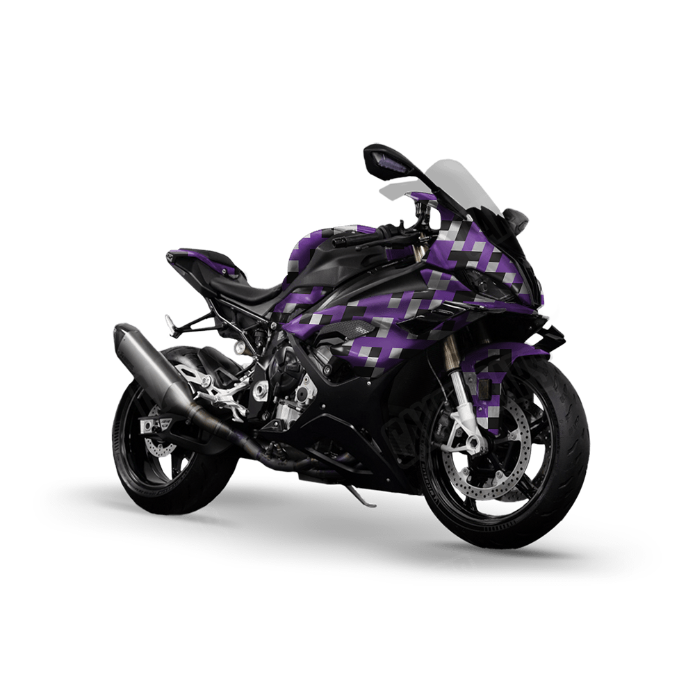Pixel Purple Tiger Sports Bike Wraps