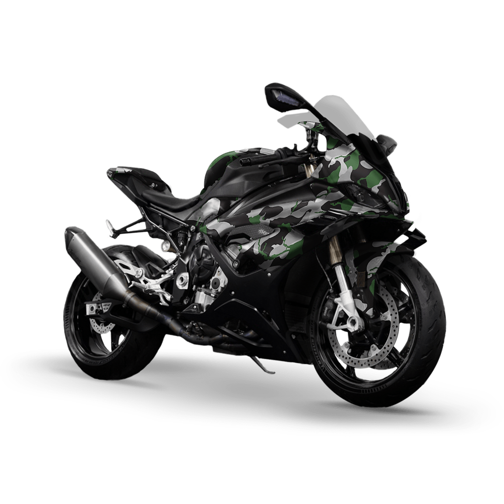 Large Ragged Green Tiger Camo Sports Bike Vinyl Wrap