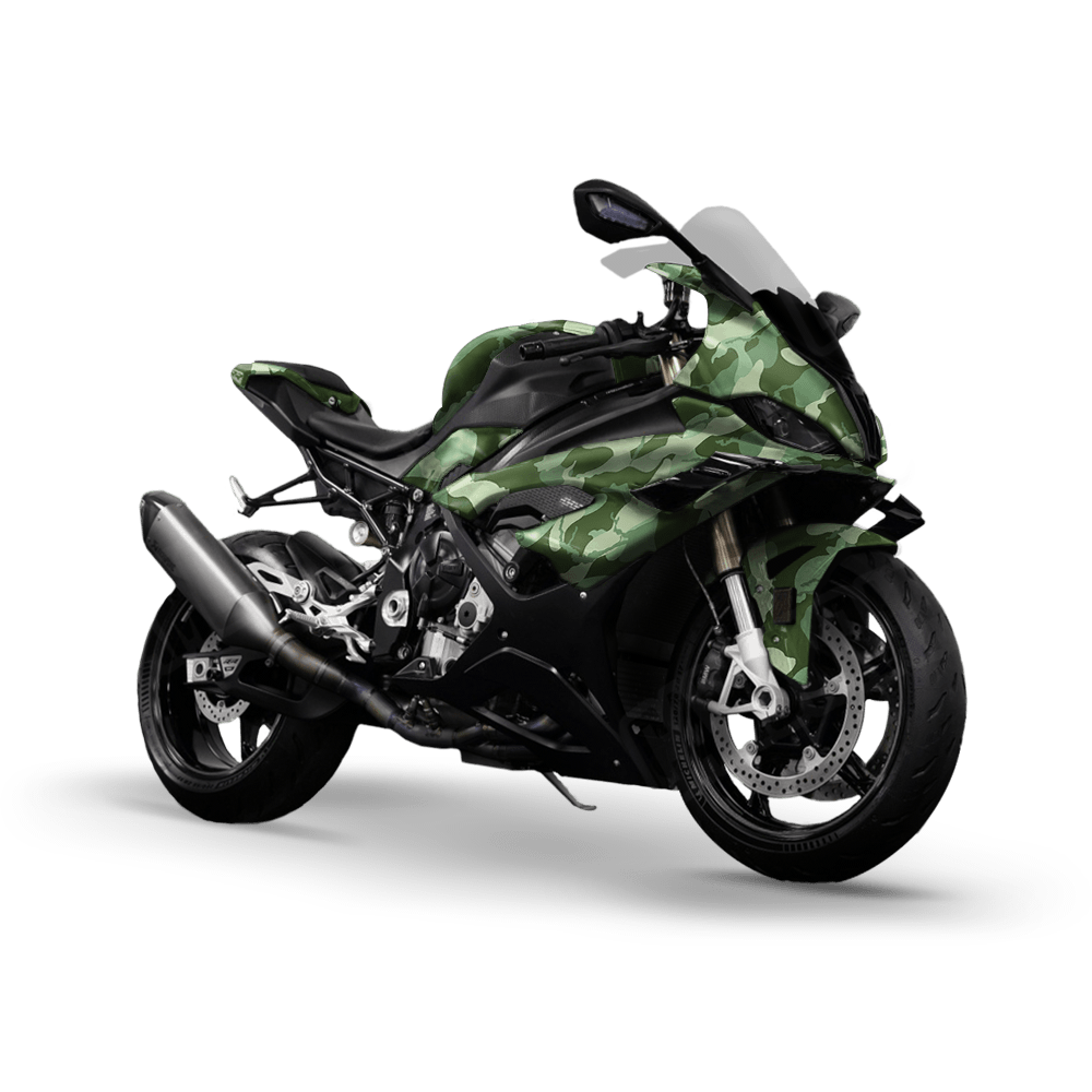 Large Ragged Pistachio Camo Sports Bike Vinyl Wrap