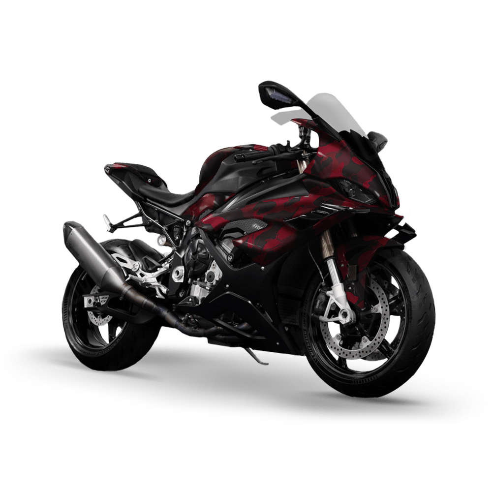 Large Ragged Vampire Red Camo Sports Bike Vinyl Wrap
