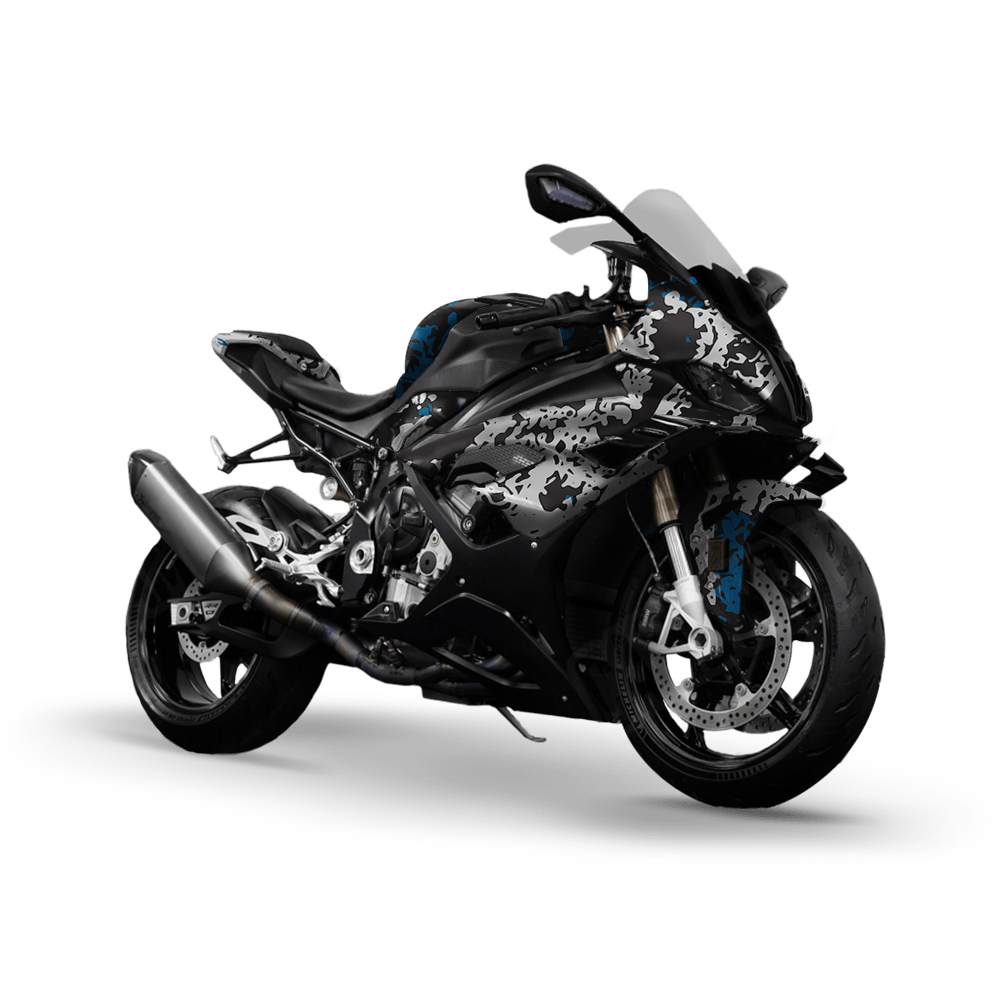 Pasted Blue Tiger Camo Sports Bike Vinyl Wrap