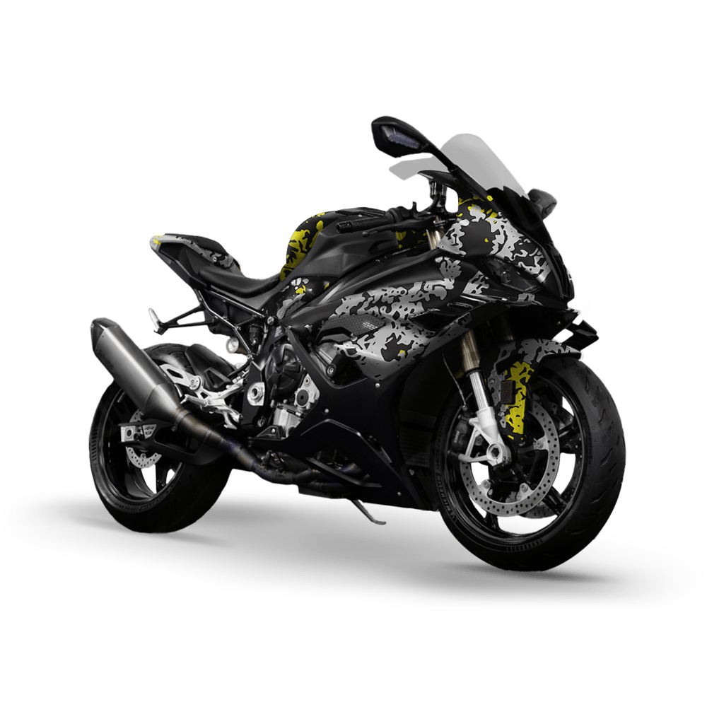 Pasted Yellow Tiger Camo Sports Bike Vinyl Wrap