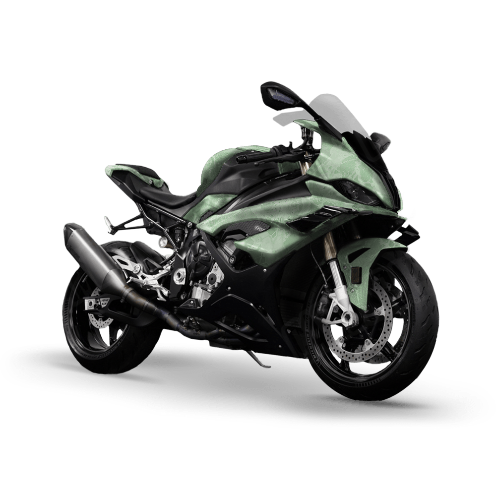 Realtree WAV3 Lime Green Camo Sports Bike Vinyl Wrap