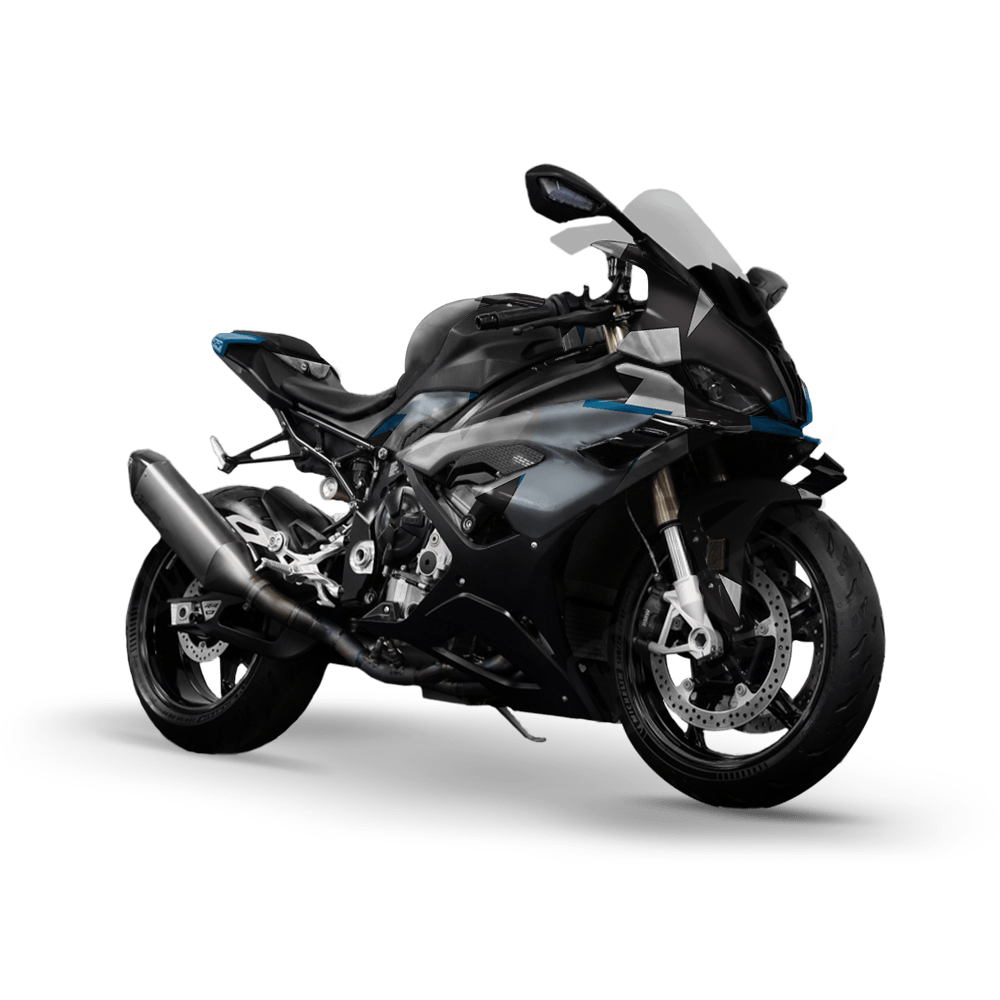 Shattered Blue Tiger Camo Sports Bike Vinyl Wrap
