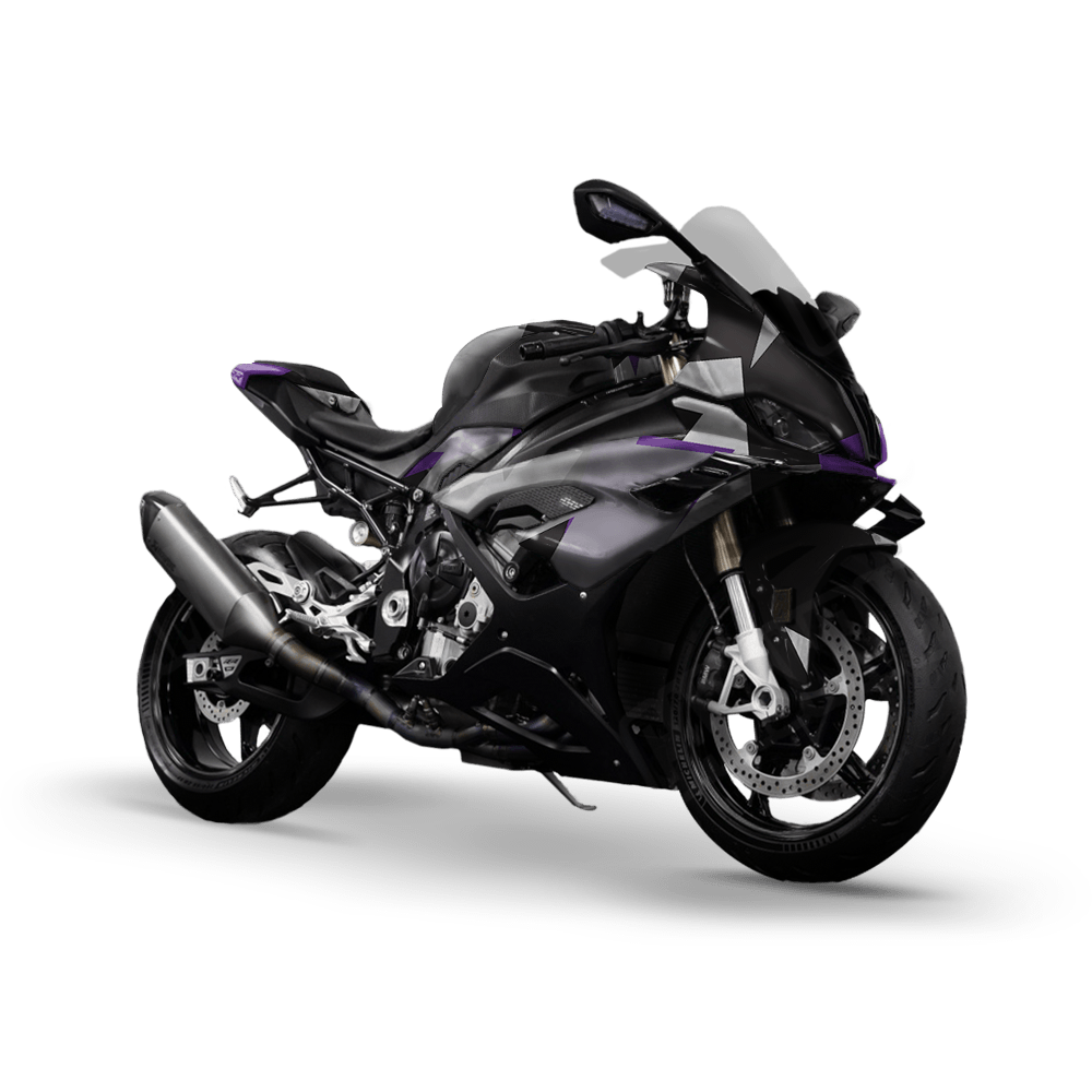 Shattered Purple Tiger Camo Sports Bike Vinyl Wrap