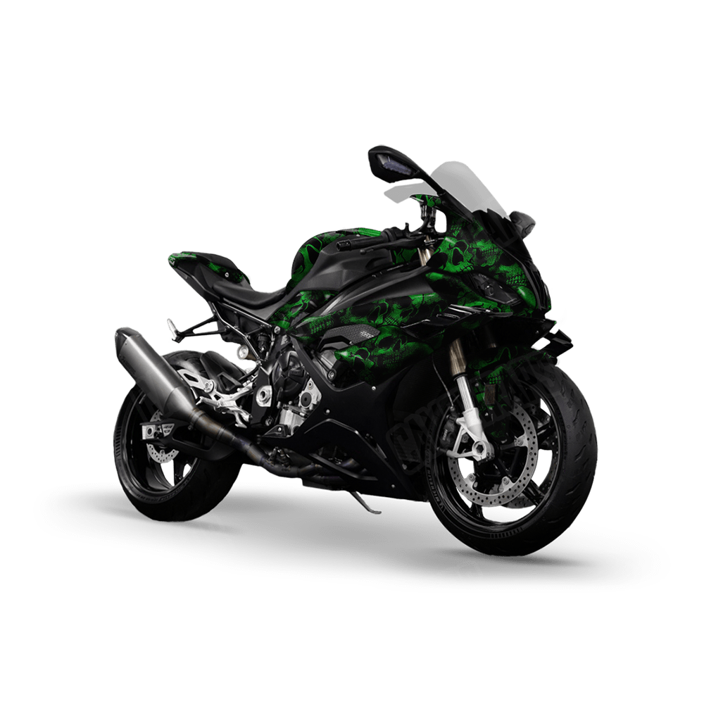 Skull Green Sports Bike Wraps
