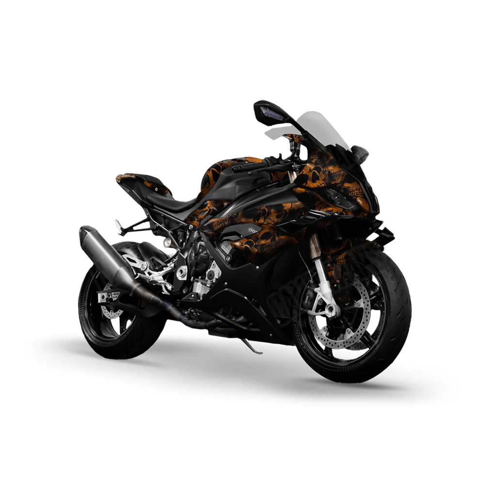 Skull Orange Sports Bike Wraps