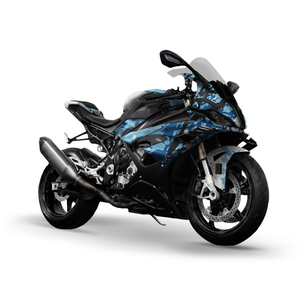 Tire Splatter Baby Blue Camo Sports Bike Vinyl Wrap