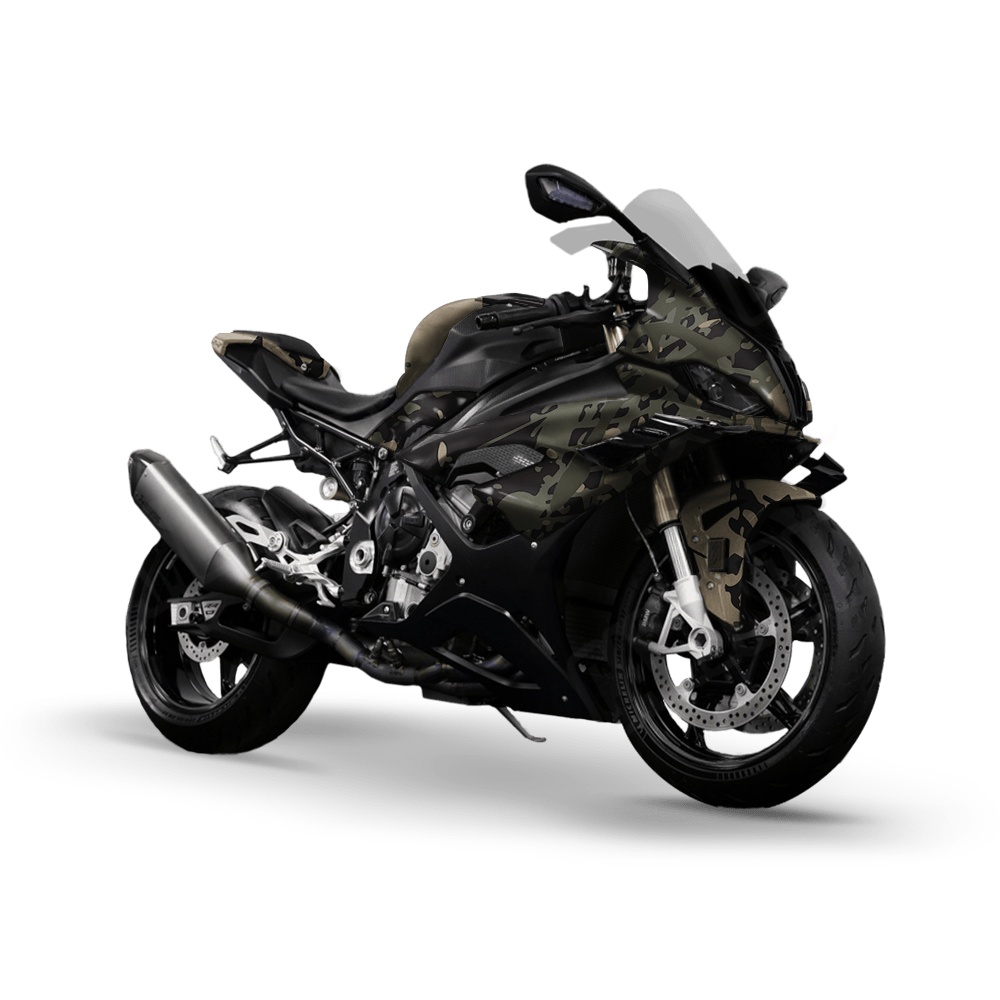 Tire Splatter Militant Green Camo Sports Bike Vinyl Wrap