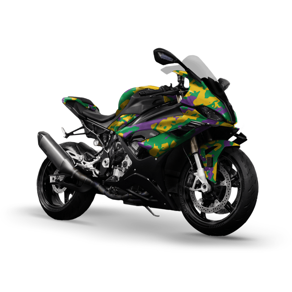 Treetop Mardi Gras Camo Sports Bike Vinyl Wrap