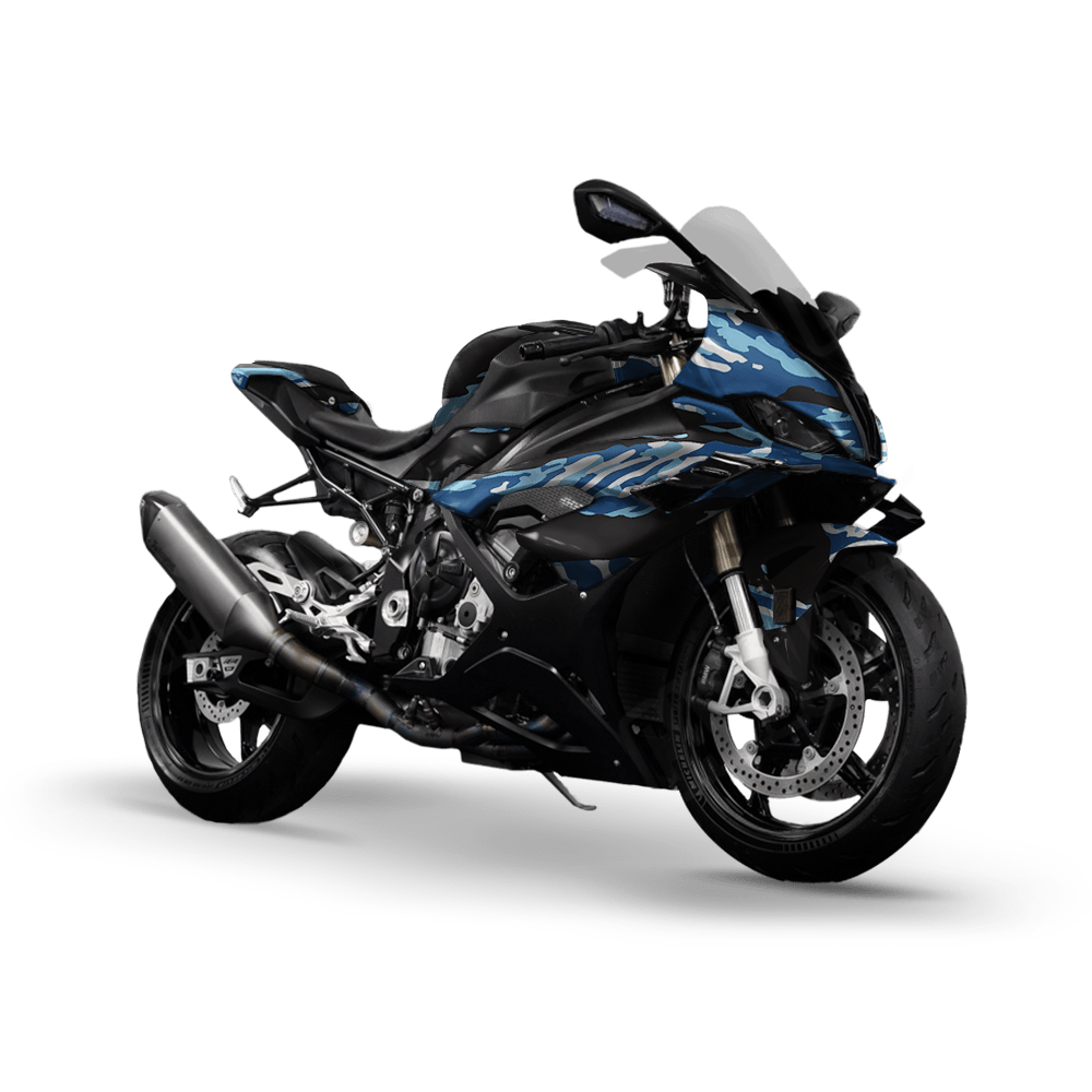 Vietnam Tiger Stripe Baby Blue Camo Sports Bike Vinyl Wrap