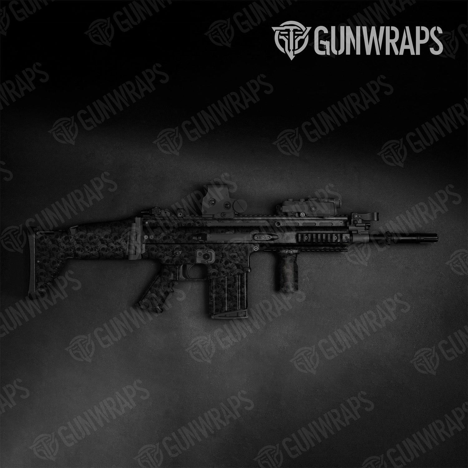 Skull Grayscale Tactical Gun Skin Vinyl Wraps