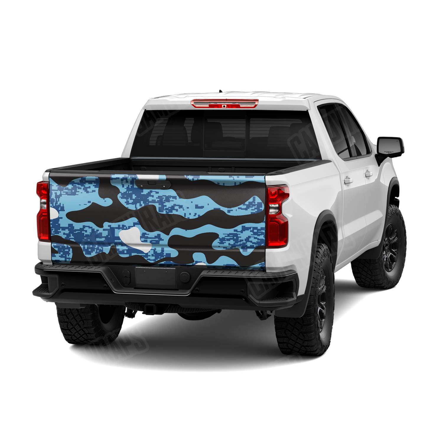 Compound Baby Blue Camo Tailgate Vinyl Wrap