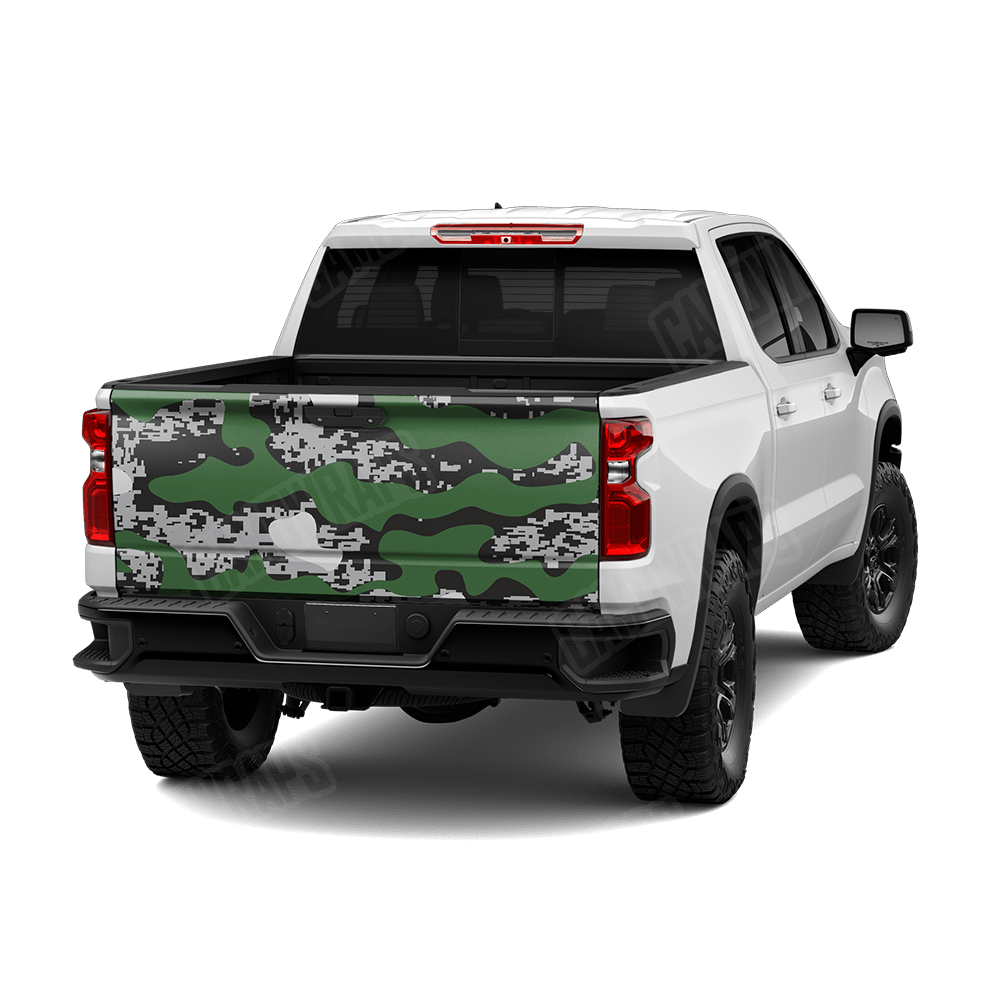 Compound Green Tiger Camo Tailgate Vinyl Wrap
