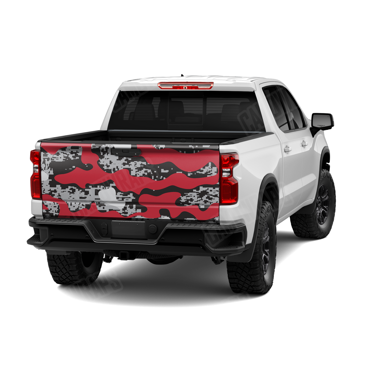 Compound Red Tiger Camo Tailgate Vinyl Wrap
