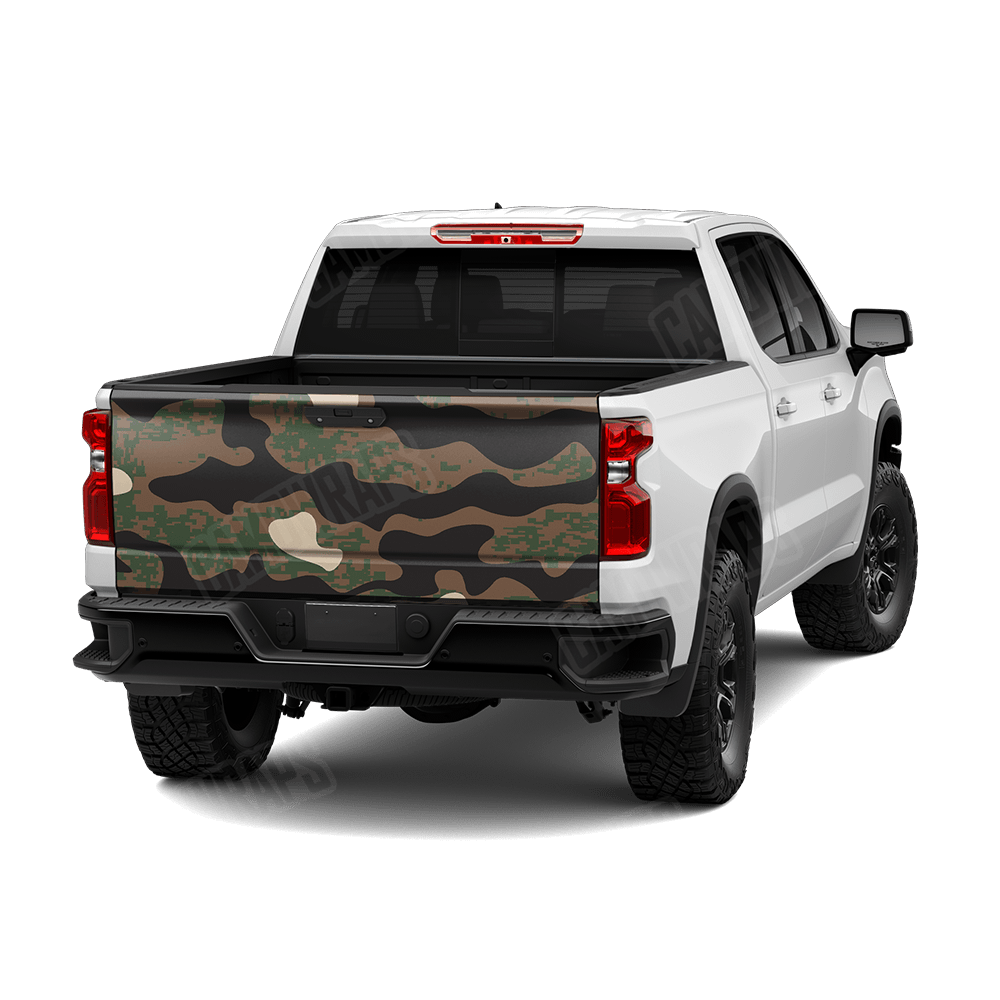 Compound Woodland Camo Tailgate Vinyl Wrap