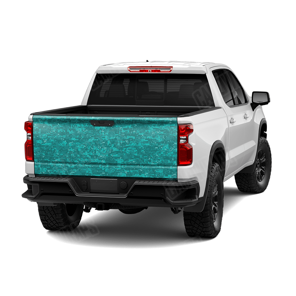 Digital Elite Tiffany Blue Camo Tailgate Vinyl Wrap