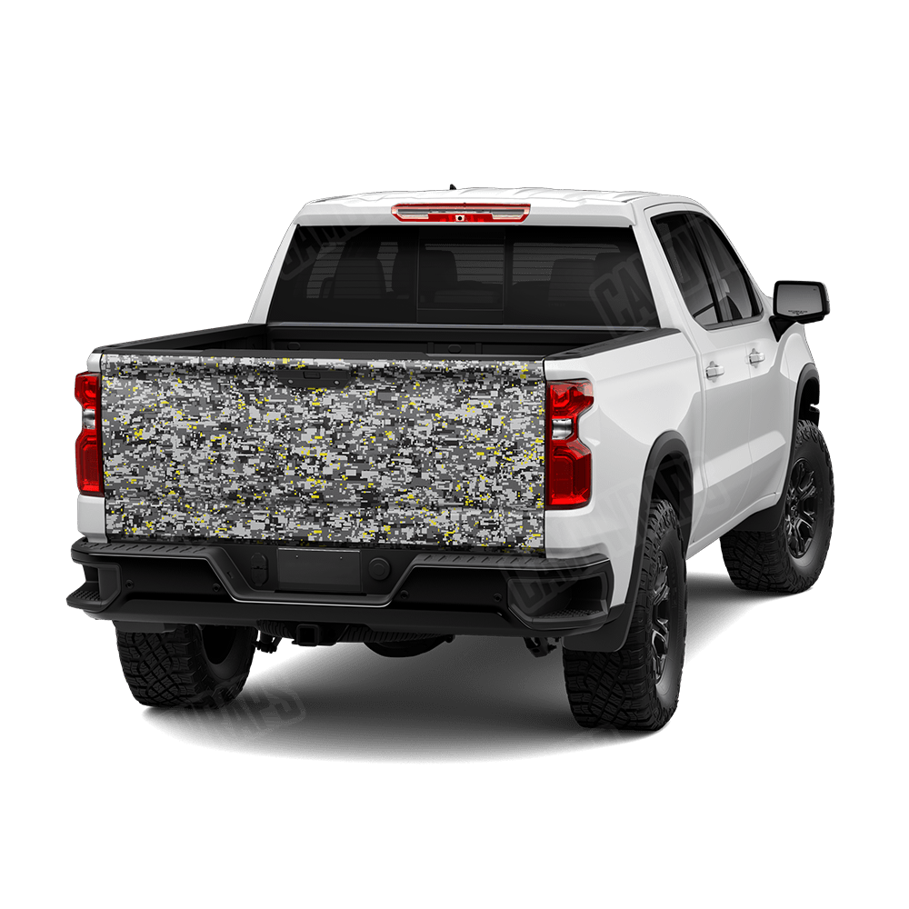 Digital Urban Yellow Camo Tailgate Vinyl Wrap