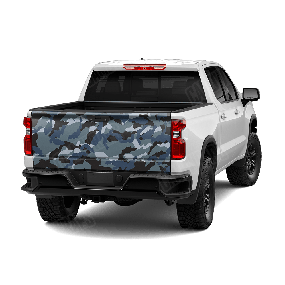 Erratic Navy Camo Tailgate Vinyl Wrap